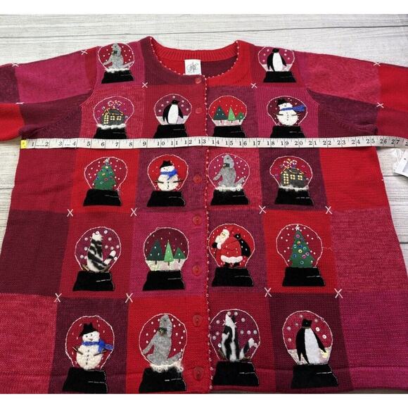 Fisher Hill Women’s Vintage Snowglobe “Ugly” Christmas Cardigan Sweater Size 1X - Picture 6 of 9